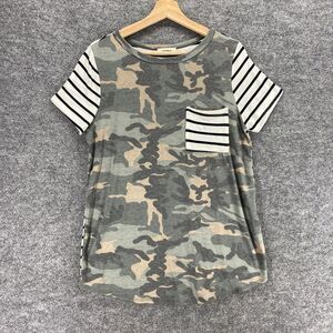 New Adora T Shirt Women M Medium Green Military Short Sleeve